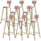 Nordic Armless Backrest Counter Stool Iron Dining Room Bar Stool with Cushion and Pedal Pink 8 Piece Set Clearhalo 'Bar Furniture' 'Bar Stools' 'bar_stools' 'furn' 'furn_bar_stools' 'Furniture' 'furniture_bar_stools' 'Kitchen & Dining Furniture' 5032145