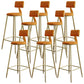 Nordic Armless Backrest Counter Stool Iron Dining Room Bar Stool with Cushion and Pedal Orange 8 Piece Set Clearhalo 'Bar Furniture' 'Bar Stools' 'bar_stools' 'furn' 'furn_bar_stools' 'Furniture' 'furniture_bar_stools' 'Kitchen & Dining Furniture' 5032149