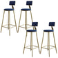 Nordic Armless Backrest Counter Stool Iron Dining Room Bar Stool with Cushion and Pedal Blue 4 Piece Set Clearhalo 'Bar Furniture' 'Bar Stools' 'bar_stools' 'furn' 'furn_bar_stools' 'Furniture' 'furniture_bar_stools' 'Kitchen & Dining Furniture' 5032151