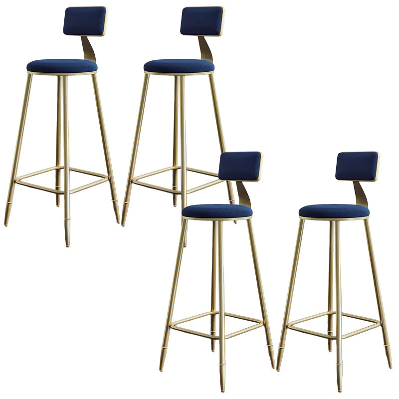 Nordic Armless Backrest Counter Stool Iron Dining Room Bar Stool with Cushion and Pedal Blue 4 Piece Set Clearhalo 'Bar Furniture' 'Bar Stools' 'bar_stools' 'furn' 'furn_bar_stools' 'Furniture' 'furniture_bar_stools' 'Kitchen & Dining Furniture' 5032151