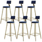 Nordic Armless Backrest Counter Stool Iron Dining Room Bar Stool with Cushion and Pedal Blue 6 Piece Set Clearhalo 'Bar Furniture' 'Bar Stools' 'bar_stools' 'furn' 'furn_bar_stools' 'Furniture' 'furniture_bar_stools' 'Kitchen & Dining Furniture' 5032152