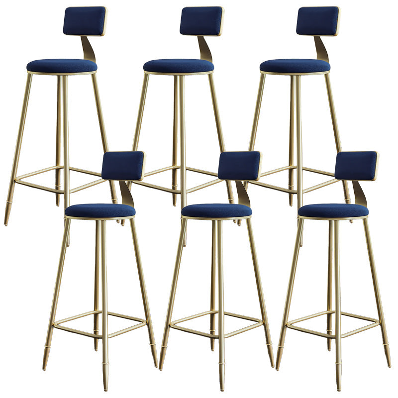 Nordic Armless Backrest Counter Stool Iron Dining Room Bar Stool with Cushion and Pedal Blue 6 Piece Set Clearhalo 'Bar Furniture' 'Bar Stools' 'bar_stools' 'furn' 'furn_bar_stools' 'Furniture' 'furniture_bar_stools' 'Kitchen & Dining Furniture' 5032152