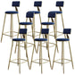 Nordic Armless Backrest Counter Stool Iron Dining Room Bar Stool with Cushion and Pedal Blue 8 Piece Set Clearhalo 'Bar Furniture' 'Bar Stools' 'bar_stools' 'furn' 'furn_bar_stools' 'Furniture' 'furniture_bar_stools' 'Kitchen & Dining Furniture' 5032153