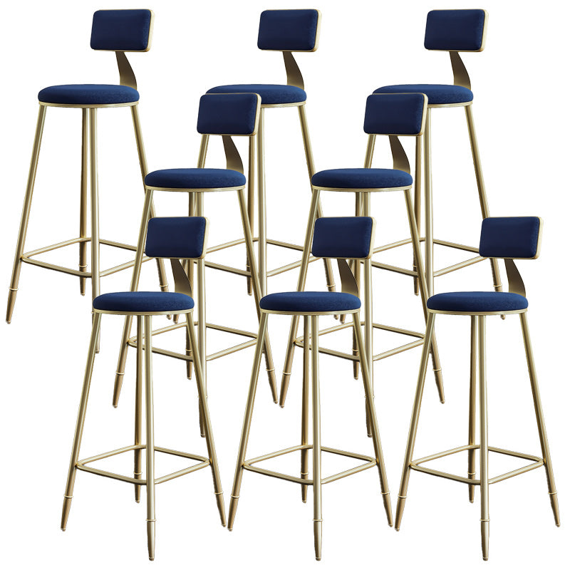 Nordic Armless Backrest Counter Stool Iron Dining Room Bar Stool with Cushion and Pedal Blue 8 Piece Set Clearhalo 'Bar Furniture' 'Bar Stools' 'bar_stools' 'furn' 'furn_bar_stools' 'Furniture' 'furniture_bar_stools' 'Kitchen & Dining Furniture' 5032153