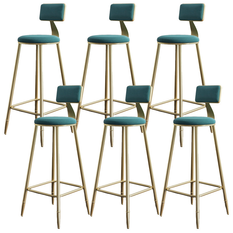 Nordic Armless Backrest Counter Stool Iron Dining Room Bar Stool with Cushion and Pedal Green 6 Piece Set Clearhalo 'Bar Furniture' 'Bar Stools' 'bar_stools' 'furn' 'furn_bar_stools' 'Furniture' 'furniture_bar_stools' 'Kitchen & Dining Furniture' 5032156