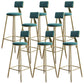 Nordic Armless Backrest Counter Stool Iron Dining Room Bar Stool with Cushion and Pedal Green 8 Piece Set Clearhalo 'Bar Furniture' 'Bar Stools' 'bar_stools' 'furn' 'furn_bar_stools' 'Furniture' 'furniture_bar_stools' 'Kitchen & Dining Furniture' 5032157