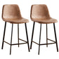 Nordic Style Round Bar-stool Metal Counter Bar Stool for Restaurant Brown 2 Piece Set Counter Stool(26"H) Clearhalo 'Bar Furniture' 'Bar Stools' 'bar_stools' 'furn' 'furn_bar_stools' 'Furniture' 'furniture_bar_stools' 'Kitchen & Dining Furniture' 5032183