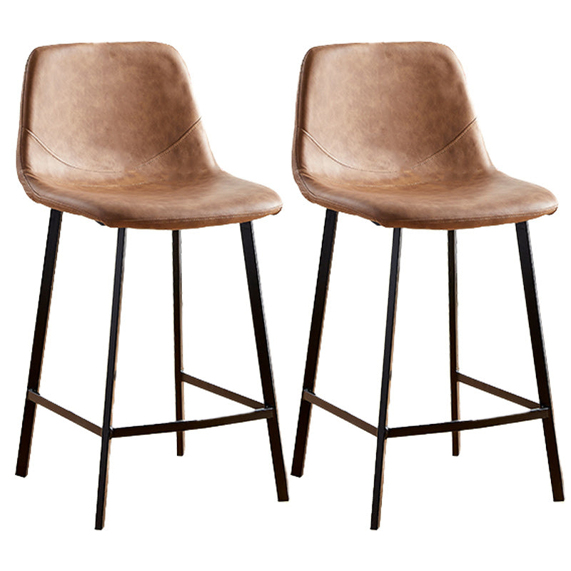 Nordic Style Round Bar-stool Metal Counter Bar Stool for Restaurant Brown 2 Piece Set Counter Stool(26"H) Clearhalo 'Bar Furniture' 'Bar Stools' 'bar_stools' 'furn' 'furn_bar_stools' 'Furniture' 'furniture_bar_stools' 'Kitchen & Dining Furniture' 5032183