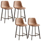 Nordic Style Round Bar-stool Metal Counter Bar Stool for Restaurant Brown 4 Piece Set Counter Stool(26"H) Clearhalo 'Bar Furniture' 'Bar Stools' 'bar_stools' 'furn' 'furn_bar_stools' 'Furniture' 'furniture_bar_stools' 'Kitchen & Dining Furniture' 5032184