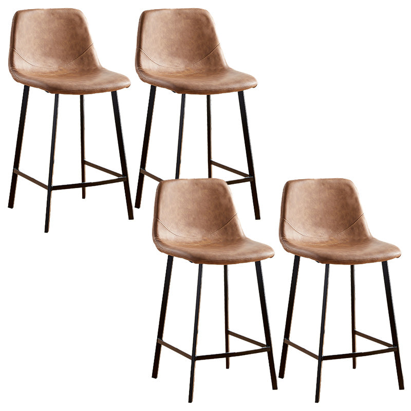 Nordic Style Round Bar-stool Metal Counter Bar Stool for Restaurant Brown 4 Piece Set Counter Stool(26"H) Clearhalo 'Bar Furniture' 'Bar Stools' 'bar_stools' 'furn' 'furn_bar_stools' 'Furniture' 'furniture_bar_stools' 'Kitchen & Dining Furniture' 5032184