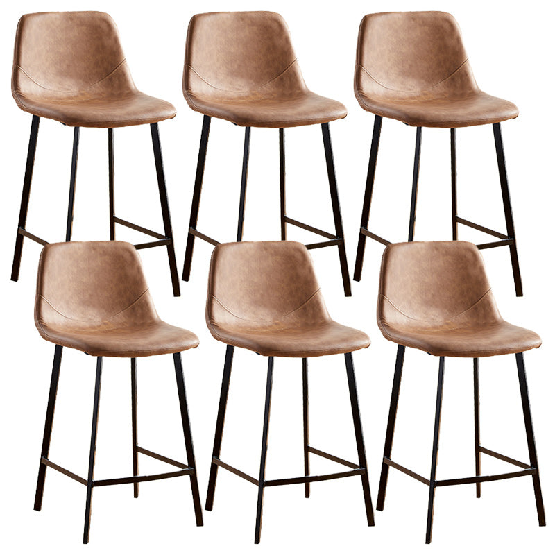 Nordic Style Round Bar-stool Metal Counter Bar Stool for Restaurant Brown 6 Piece Set Counter Stool(26"H) Clearhalo 'Bar Furniture' 'Bar Stools' 'bar_stools' 'furn' 'furn_bar_stools' 'Furniture' 'furniture_bar_stools' 'Kitchen & Dining Furniture' 5032185