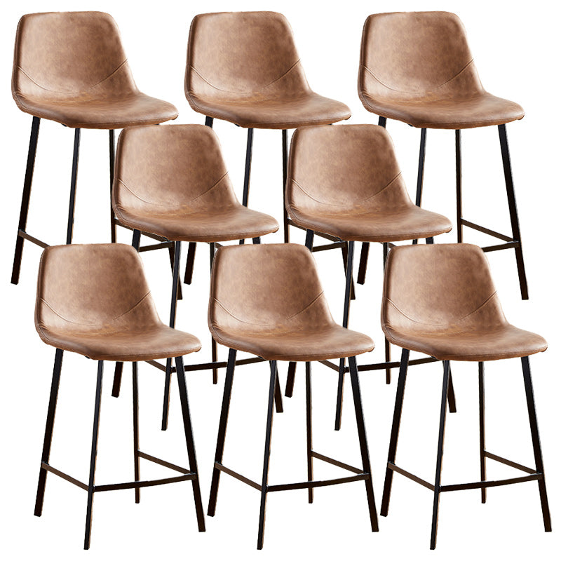 Nordic Style Round Bar-stool Metal Counter Bar Stool for Restaurant Brown 8 Piece Set Counter Stool(26"H) Clearhalo 'Bar Furniture' 'Bar Stools' 'bar_stools' 'furn' 'furn_bar_stools' 'Furniture' 'furniture_bar_stools' 'Kitchen & Dining Furniture' 5032186