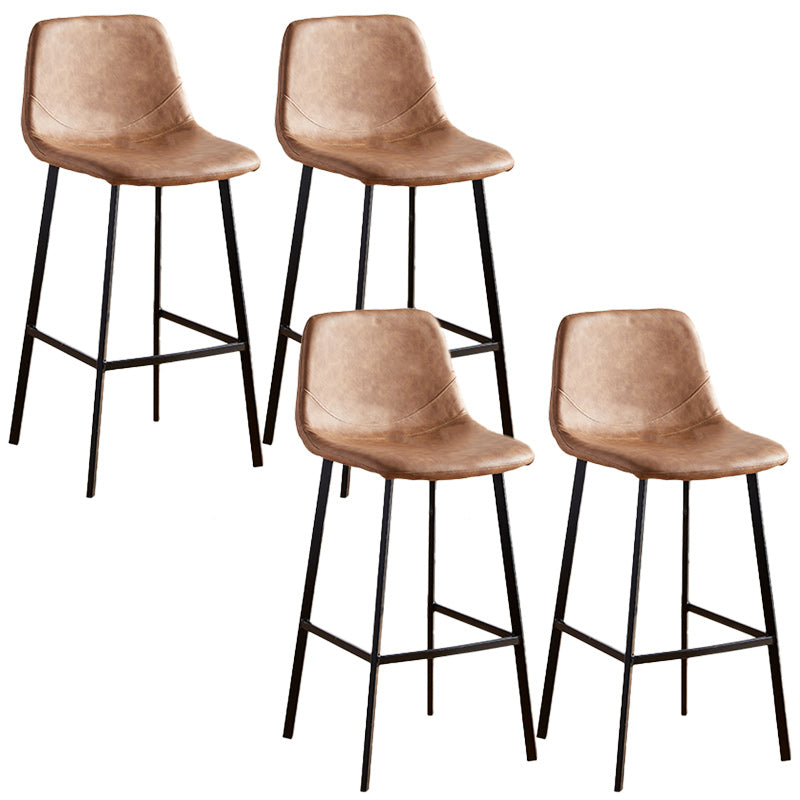 Nordic Style Round Bar-stool Metal Counter Bar Stool for Restaurant Brown 4 Piece Set Bar Stool(30"H) Clearhalo 'Bar Furniture' 'Bar Stools' 'bar_stools' 'furn' 'furn_bar_stools' 'Furniture' 'furniture_bar_stools' 'Kitchen & Dining Furniture' 5032208