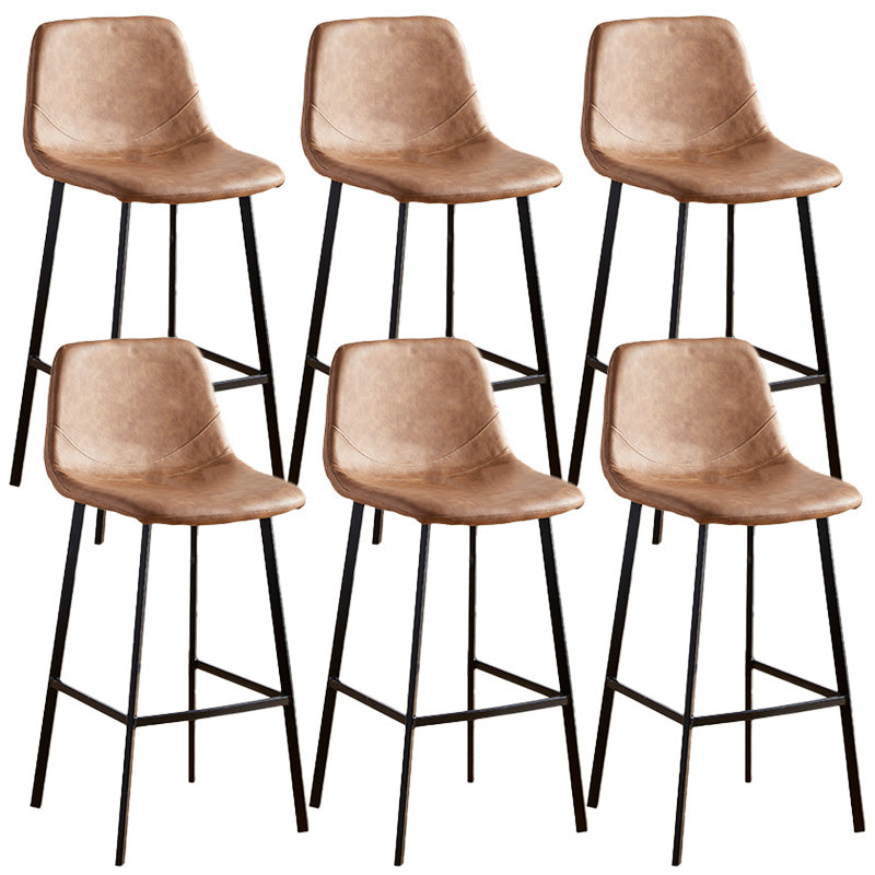 Nordic Style Round Bar-stool Metal Counter Bar Stool for Restaurant Brown 6 Piece Set Bar Stool(30"H) Clearhalo 'Bar Furniture' 'Bar Stools' 'bar_stools' 'furn' 'furn_bar_stools' 'Furniture' 'furniture_bar_stools' 'Kitchen & Dining Furniture' 5032209
