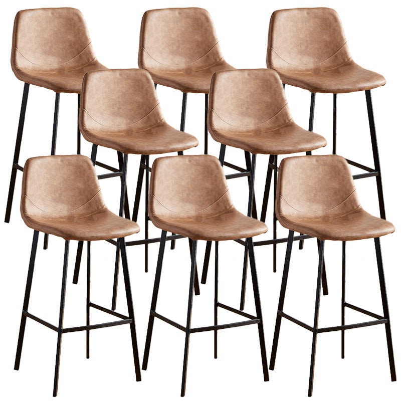 Nordic Style Round Bar-stool Metal Counter Bar Stool for Restaurant Brown 8 Piece Set Bar Stool(30"H) Clearhalo 'Bar Furniture' 'Bar Stools' 'bar_stools' 'furn' 'furn_bar_stools' 'Furniture' 'furniture_bar_stools' 'Kitchen & Dining Furniture' 5032210