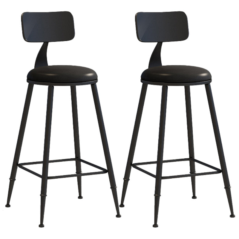 Industrial Dessert Shop Low Back Stool Matte Finish Upholstered Bar Stools Black 2 Piece Set Counter Stool(26"H) Clearhalo 'Bar Furniture' 'Bar Stools' 'bar_stools' 'furn' 'furn_bar_stools' 'Furniture' 'furniture_bar_stools' 'Kitchen & Dining Furniture' 5032222