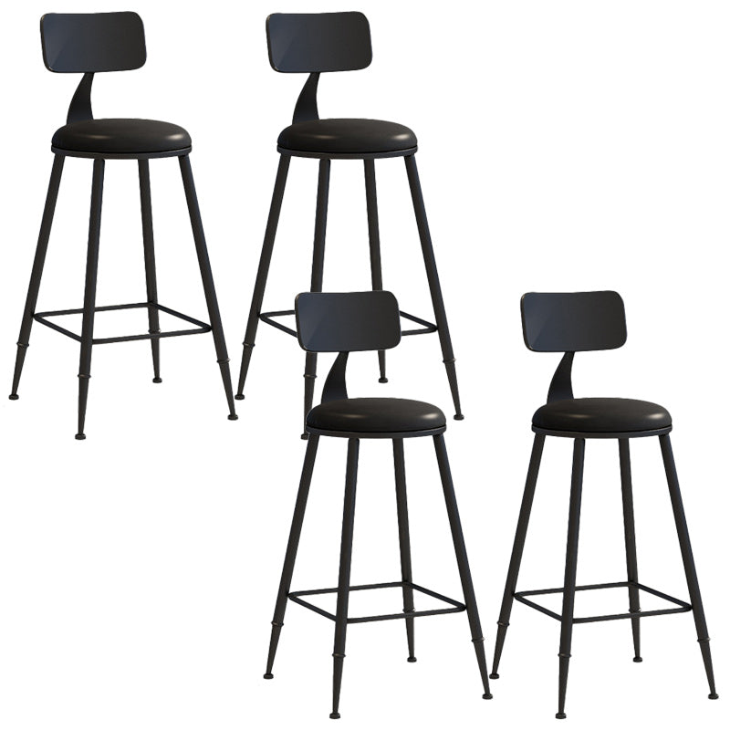 Industrial Dessert Shop Low Back Stool Matte Finish Upholstered Bar Stools Black 4 Piece Set Counter Stool(26"H) Clearhalo 'Bar Furniture' 'Bar Stools' 'bar_stools' 'furn' 'furn_bar_stools' 'Furniture' 'furniture_bar_stools' 'Kitchen & Dining Furniture' 5032224
