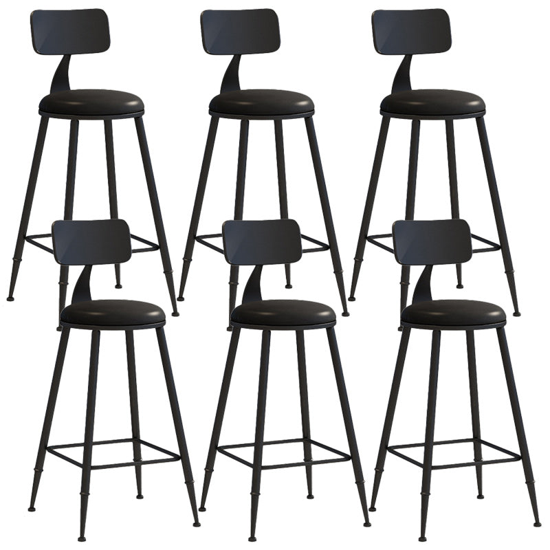 Industrial Dessert Shop Low Back Stool Matte Finish Upholstered Bar Stools Black 6 Piece Set Counter Stool(26"H) Clearhalo 'Bar Furniture' 'Bar Stools' 'bar_stools' 'furn' 'furn_bar_stools' 'Furniture' 'furniture_bar_stools' 'Kitchen & Dining Furniture' 5032225