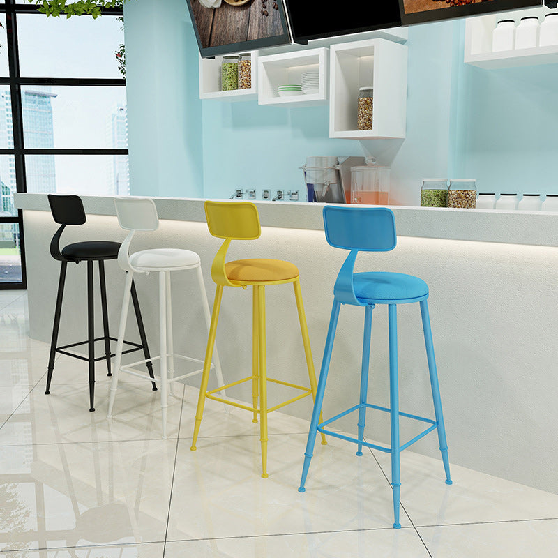 Industrial Dessert Shop Low Back Stool Matte Finish Upholstered Bar Stools Clearhalo 'Bar Furniture' 'Bar Stools' 'bar_stools' 'furn' 'furn_bar_stools' 'Furniture' 'furniture_bar_stools' 'Kitchen & Dining Furniture' 5032226