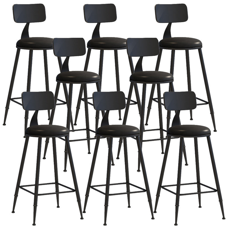 Industrial Dessert Shop Low Back Stool Matte Finish Upholstered Bar Stools Black 8 Piece Set Counter Stool(26"H) Clearhalo 'Bar Furniture' 'Bar Stools' 'bar_stools' 'furn' 'furn_bar_stools' 'Furniture' 'furniture_bar_stools' 'Kitchen & Dining Furniture' 5032228