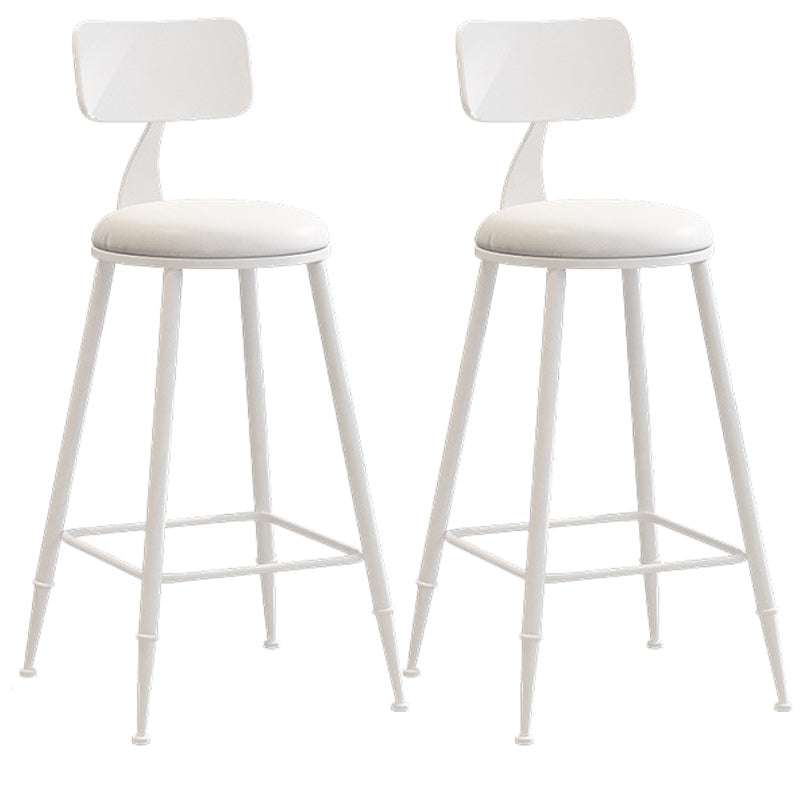 Industrial Dessert Shop Low Back Stool Matte Finish Upholstered Bar Stools White 2 Piece Set Counter Stool(26"H) Clearhalo 'Bar Furniture' 'Bar Stools' 'bar_stools' 'furn' 'furn_bar_stools' 'Furniture' 'furniture_bar_stools' 'Kitchen & Dining Furniture' 5032230
