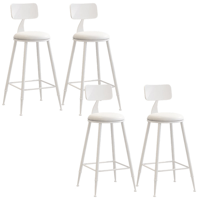 Industrial Dessert Shop Low Back Stool Matte Finish Upholstered Bar Stools White 4 Piece Set Counter Stool(26"H) Clearhalo 'Bar Furniture' 'Bar Stools' 'bar_stools' 'furn' 'furn_bar_stools' 'Furniture' 'furniture_bar_stools' 'Kitchen & Dining Furniture' 5032231