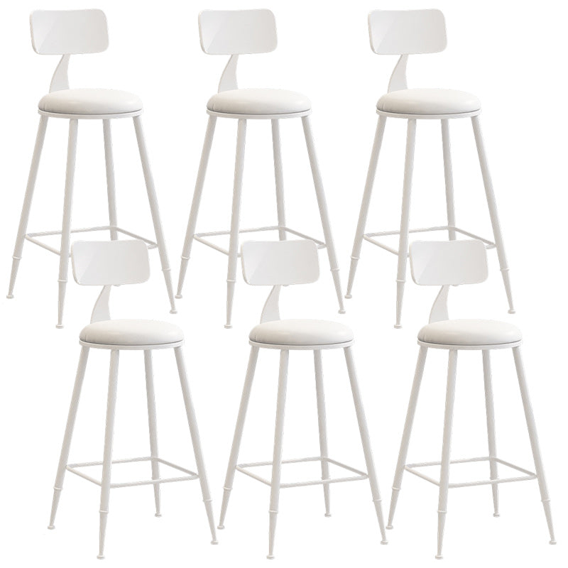 Industrial Dessert Shop Low Back Stool Matte Finish Upholstered Bar Stools White 6 Piece Set Counter Stool(26"H) Clearhalo 'Bar Furniture' 'Bar Stools' 'bar_stools' 'furn' 'furn_bar_stools' 'Furniture' 'furniture_bar_stools' 'Kitchen & Dining Furniture' 5032234