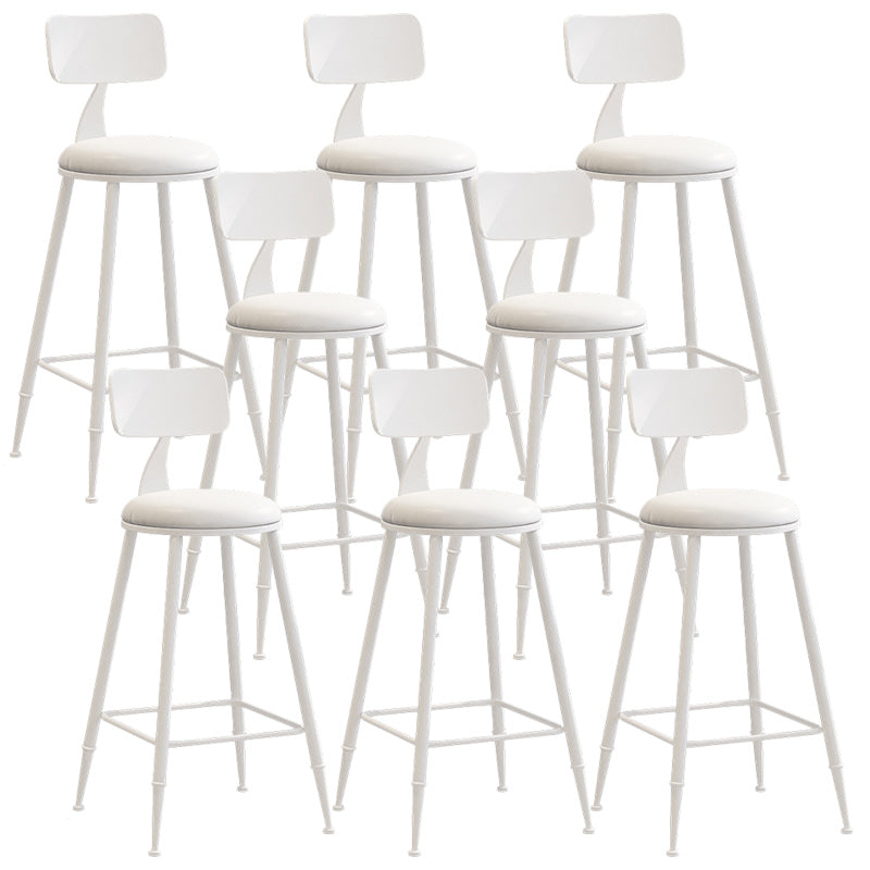 Industrial Dessert Shop Low Back Stool Matte Finish Upholstered Bar Stools White 8 Piece Set Counter Stool(26"H) Clearhalo 'Bar Furniture' 'Bar Stools' 'bar_stools' 'furn' 'furn_bar_stools' 'Furniture' 'furniture_bar_stools' 'Kitchen & Dining Furniture' 5032236