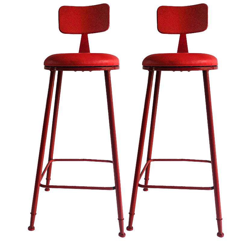 Industrial Dessert Shop Low Back Stool Matte Finish Upholstered Bar Stools Red 2 Piece Set Clearhalo 'Bar Furniture' 'Bar Stools' 'bar_stools' 'furn' 'furn_bar_stools' 'Furniture' 'furniture_bar_stools' 'Kitchen & Dining Furniture' 5032237