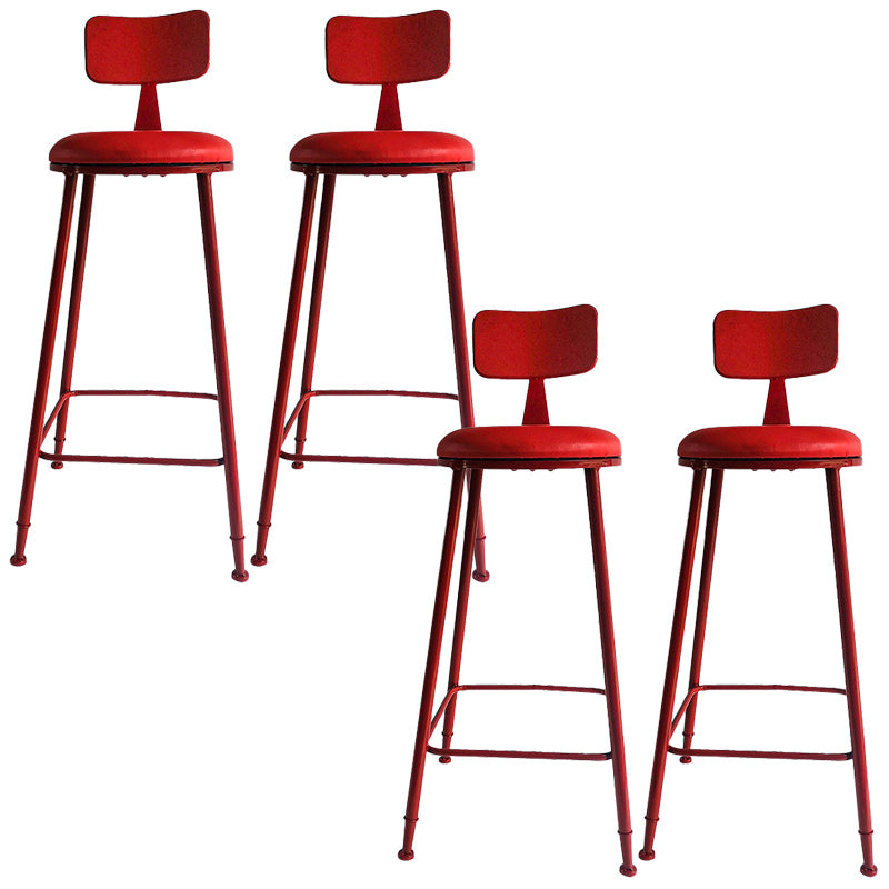 Industrial Dessert Shop Low Back Stool Matte Finish Upholstered Bar Stools Red 4 Piece Set Clearhalo 'Bar Furniture' 'Bar Stools' 'bar_stools' 'furn' 'furn_bar_stools' 'Furniture' 'furniture_bar_stools' 'Kitchen & Dining Furniture' 5032240