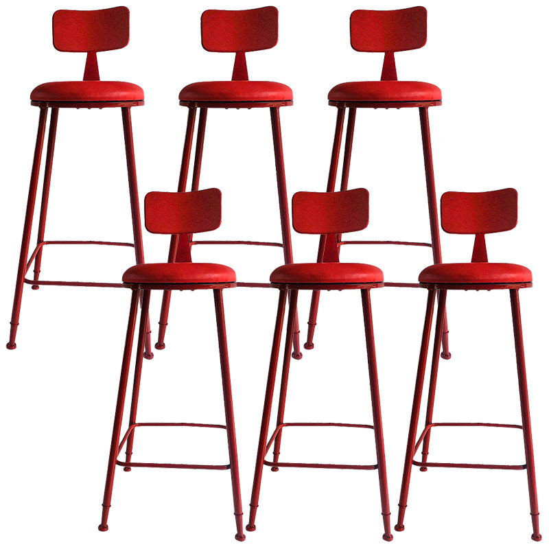 Industrial Dessert Shop Low Back Stool Matte Finish Upholstered Bar Stools Red 6 Piece Set Clearhalo 'Bar Furniture' 'Bar Stools' 'bar_stools' 'furn' 'furn_bar_stools' 'Furniture' 'furniture_bar_stools' 'Kitchen & Dining Furniture' 5032241