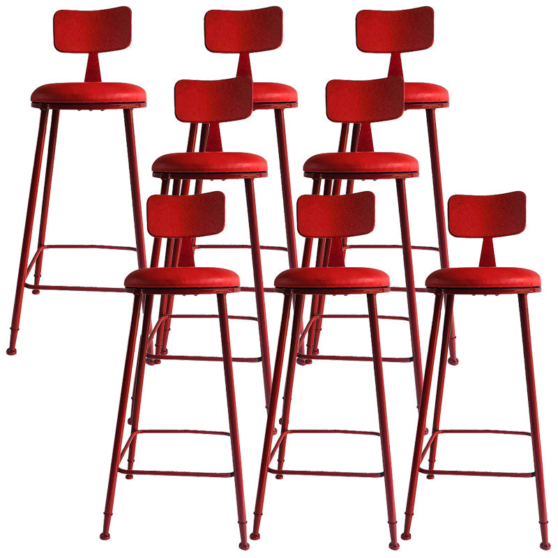 Industrial Dessert Shop Low Back Stool Matte Finish Upholstered Bar Stools Red 8 Piece Set Clearhalo 'Bar Furniture' 'Bar Stools' 'bar_stools' 'furn' 'furn_bar_stools' 'Furniture' 'furniture_bar_stools' 'Kitchen & Dining Furniture' 5032244