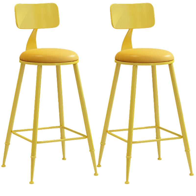 Industrial Dessert Shop Low Back Stool Matte Finish Upholstered Bar Stools Yellow 2 Piece Set Counter Stool(26"H) Clearhalo 'Bar Furniture' 'Bar Stools' 'bar_stools' 'furn' 'furn_bar_stools' 'Furniture' 'furniture_bar_stools' 'Kitchen & Dining Furniture' 5032245