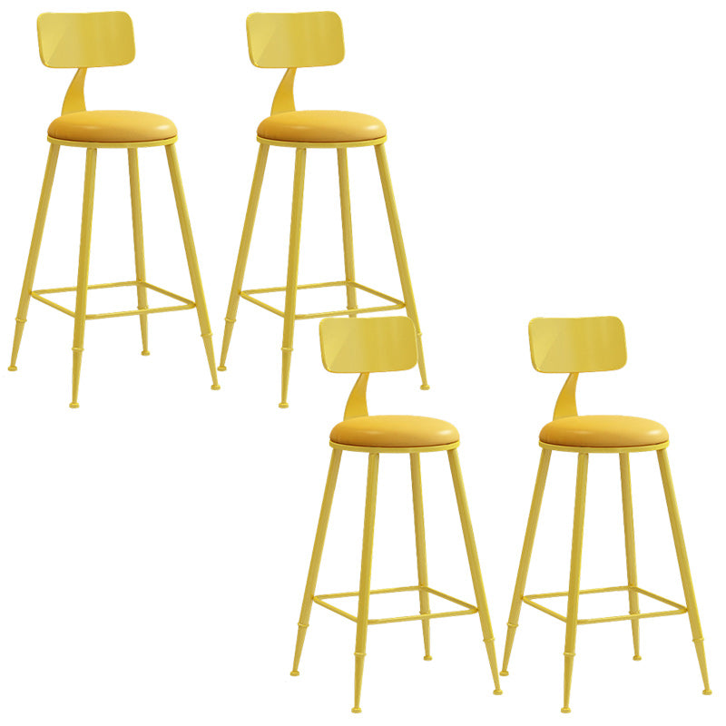 Industrial Dessert Shop Low Back Stool Matte Finish Upholstered Bar Stools Yellow 4 Piece Set Counter Stool(26"H) Clearhalo 'Bar Furniture' 'Bar Stools' 'bar_stools' 'furn' 'furn_bar_stools' 'Furniture' 'furniture_bar_stools' 'Kitchen & Dining Furniture' 5032248
