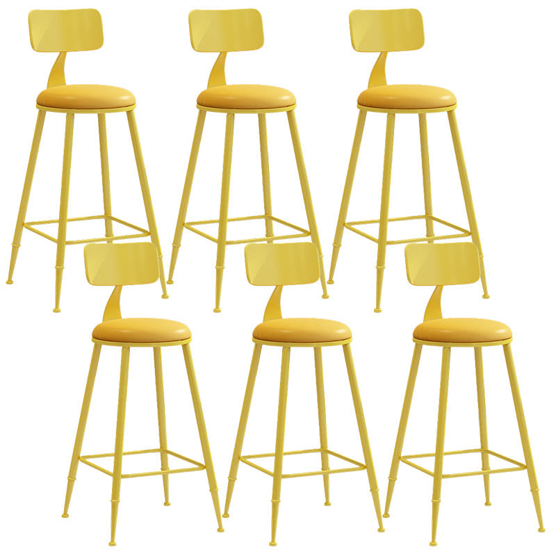 Industrial Dessert Shop Low Back Stool Matte Finish Upholstered Bar Stools Yellow 6 Piece Set Counter Stool(26"H) Clearhalo 'Bar Furniture' 'Bar Stools' 'bar_stools' 'furn' 'furn_bar_stools' 'Furniture' 'furniture_bar_stools' 'Kitchen & Dining Furniture' 5032249