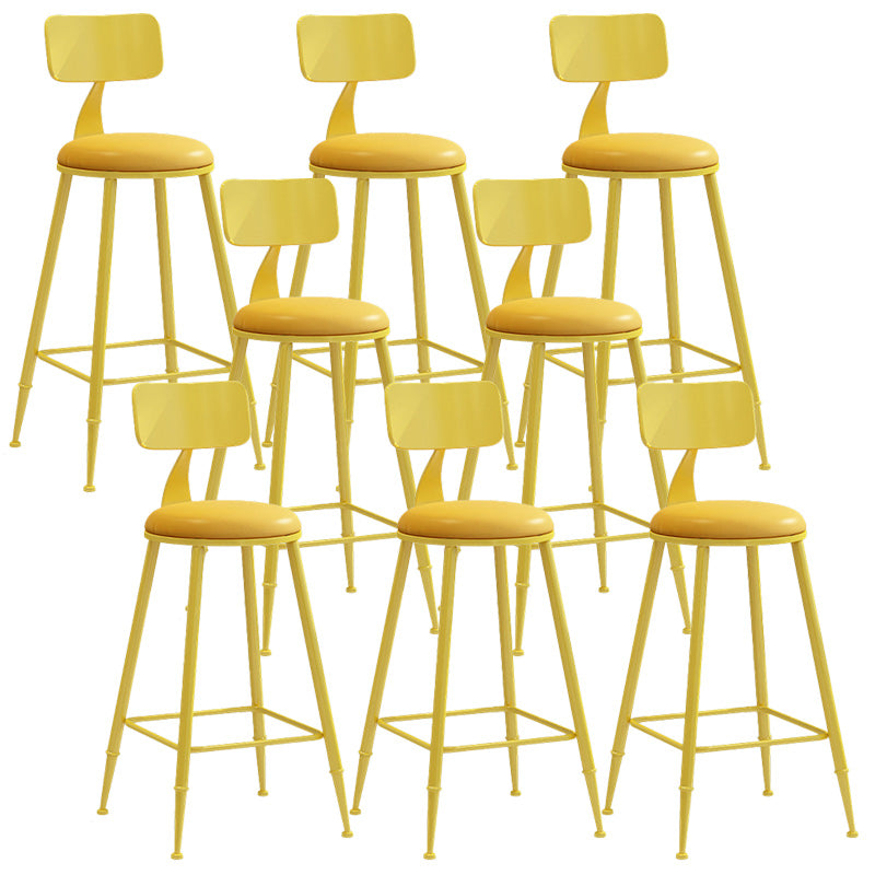 Industrial Dessert Shop Low Back Stool Matte Finish Upholstered Bar Stools Yellow 8 Piece Set Counter Stool(26"H) Clearhalo 'Bar Furniture' 'Bar Stools' 'bar_stools' 'furn' 'furn_bar_stools' 'Furniture' 'furniture_bar_stools' 'Kitchen & Dining Furniture' 5032250