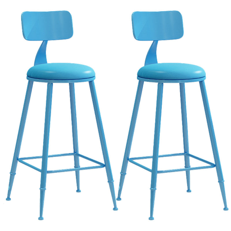 Industrial Dessert Shop Low Back Stool Matte Finish Upholstered Bar Stools Blue 2 Piece Set Counter Stool(26"H) Clearhalo 'Bar Furniture' 'Bar Stools' 'bar_stools' 'furn' 'furn_bar_stools' 'Furniture' 'furniture_bar_stools' 'Kitchen & Dining Furniture' 5032251