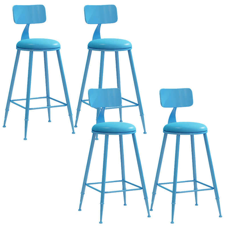 Industrial Dessert Shop Low Back Stool Matte Finish Upholstered Bar Stools Blue 4 Piece Set Counter Stool(26"H) Clearhalo 'Bar Furniture' 'Bar Stools' 'bar_stools' 'furn' 'furn_bar_stools' 'Furniture' 'furniture_bar_stools' 'Kitchen & Dining Furniture' 5032252