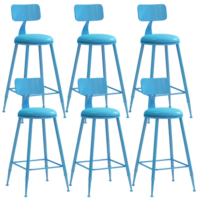 Industrial Dessert Shop Low Back Stool Matte Finish Upholstered Bar Stools Blue 6 Piece Set Counter Stool(26"H) Clearhalo 'Bar Furniture' 'Bar Stools' 'bar_stools' 'furn' 'furn_bar_stools' 'Furniture' 'furniture_bar_stools' 'Kitchen & Dining Furniture' 5032253
