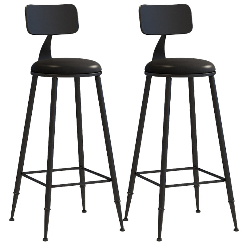 Industrial Dessert Shop Low Back Stool Matte Finish Upholstered Bar Stools Black 2 Piece Set Bar Stool(30"H) Clearhalo 'Bar Furniture' 'Bar Stools' 'bar_stools' 'furn' 'furn_bar_stools' 'Furniture' 'furniture_bar_stools' 'Kitchen & Dining Furniture' 5032255