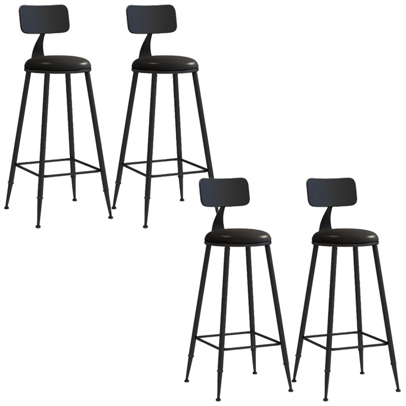 Industrial Dessert Shop Low Back Stool Matte Finish Upholstered Bar Stools Black 4 Piece Set Bar Stool(30"H) Clearhalo 'Bar Furniture' 'Bar Stools' 'bar_stools' 'furn' 'furn_bar_stools' 'Furniture' 'furniture_bar_stools' 'Kitchen & Dining Furniture' 5032256