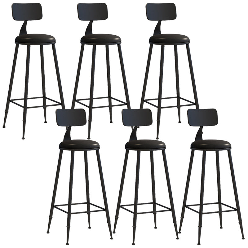 Industrial Dessert Shop Low Back Stool Matte Finish Upholstered Bar Stools Black 6 Piece Set Bar Stool(30"H) Clearhalo 'Bar Furniture' 'Bar Stools' 'bar_stools' 'furn' 'furn_bar_stools' 'Furniture' 'furniture_bar_stools' 'Kitchen & Dining Furniture' 5032257