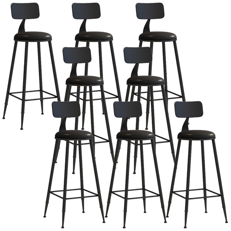 Industrial Dessert Shop Low Back Stool Matte Finish Upholstered Bar Stools Black 8 Piece Set Bar Stool(30"H) Clearhalo 'Bar Furniture' 'Bar Stools' 'bar_stools' 'furn' 'furn_bar_stools' 'Furniture' 'furniture_bar_stools' 'Kitchen & Dining Furniture' 5032258