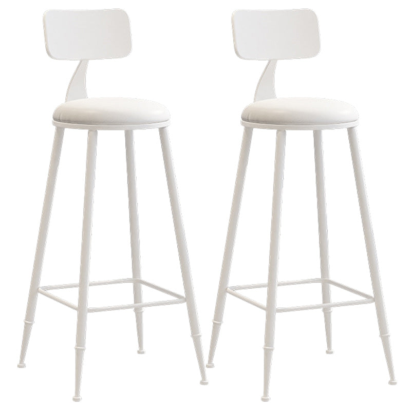 Industrial Dessert Shop Low Back Stool Matte Finish Upholstered Bar Stools White 2 Piece Set Bar Stool(30"H) Clearhalo 'Bar Furniture' 'Bar Stools' 'bar_stools' 'furn' 'furn_bar_stools' 'Furniture' 'furniture_bar_stools' 'Kitchen & Dining Furniture' 5032259