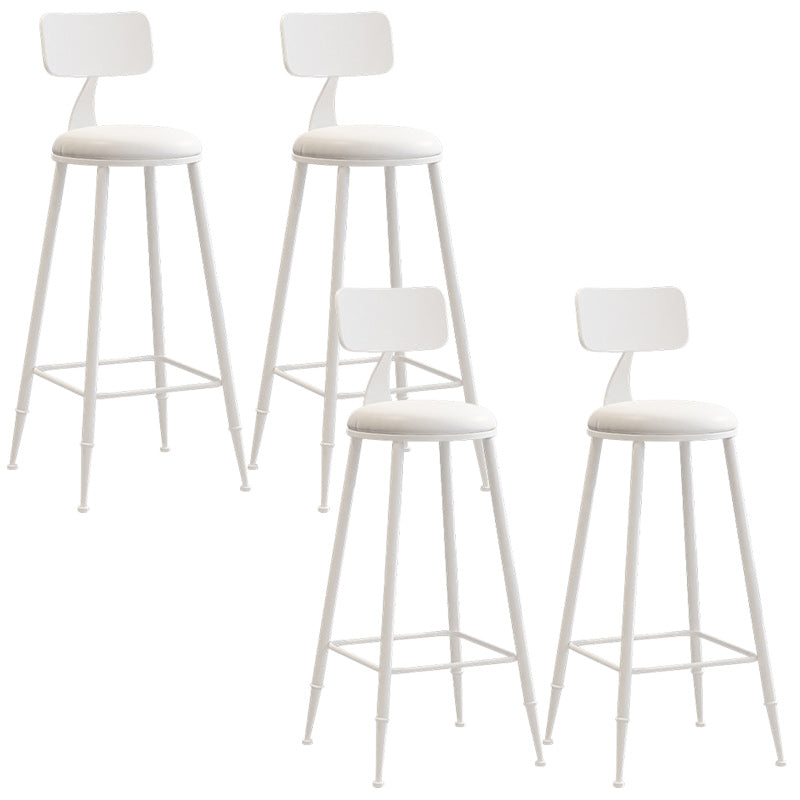 Industrial Dessert Shop Low Back Stool Matte Finish Upholstered Bar Stools White 4 Piece Set Bar Stool(30"H) Clearhalo 'Bar Furniture' 'Bar Stools' 'bar_stools' 'furn' 'furn_bar_stools' 'Furniture' 'furniture_bar_stools' 'Kitchen & Dining Furniture' 5032260