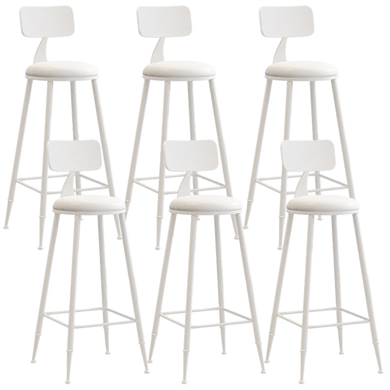 Industrial Dessert Shop Low Back Stool Matte Finish Upholstered Bar Stools White 6 Piece Set Bar Stool(30"H) Clearhalo 'Bar Furniture' 'Bar Stools' 'bar_stools' 'furn' 'furn_bar_stools' 'Furniture' 'furniture_bar_stools' 'Kitchen & Dining Furniture' 5032261