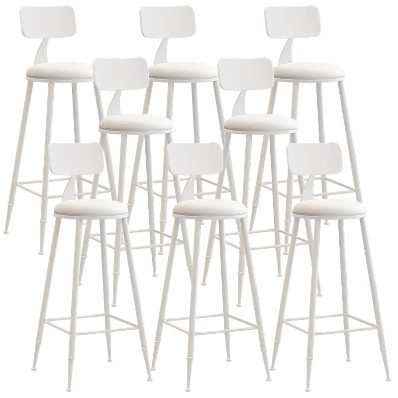 Industrial Dessert Shop Low Back Stool Matte Finish Upholstered Bar Stools White 8 Piece Set Bar Stool(30"H) Clearhalo 'Bar Furniture' 'Bar Stools' 'bar_stools' 'furn' 'furn_bar_stools' 'Furniture' 'furniture_bar_stools' 'Kitchen & Dining Furniture' 5032262