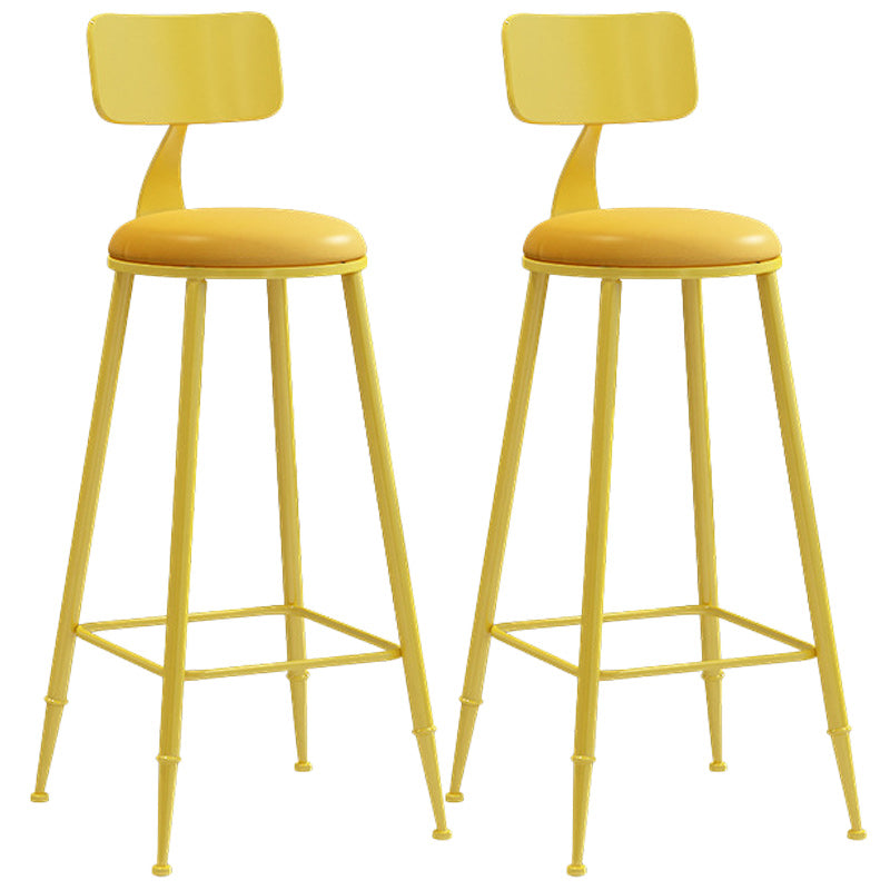 Industrial Dessert Shop Low Back Stool Matte Finish Upholstered Bar Stools Yellow 2 Piece Set Bar Stool(30"H) Clearhalo 'Bar Furniture' 'Bar Stools' 'bar_stools' 'furn' 'furn_bar_stools' 'Furniture' 'furniture_bar_stools' 'Kitchen & Dining Furniture' 5032263