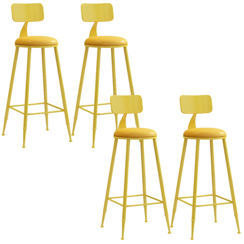 Industrial Dessert Shop Low Back Stool Matte Finish Upholstered Bar Stools Yellow 4 Piece Set Bar Stool(30"H) Clearhalo 'Bar Furniture' 'Bar Stools' 'bar_stools' 'furn' 'furn_bar_stools' 'Furniture' 'furniture_bar_stools' 'Kitchen & Dining Furniture' 5032264
