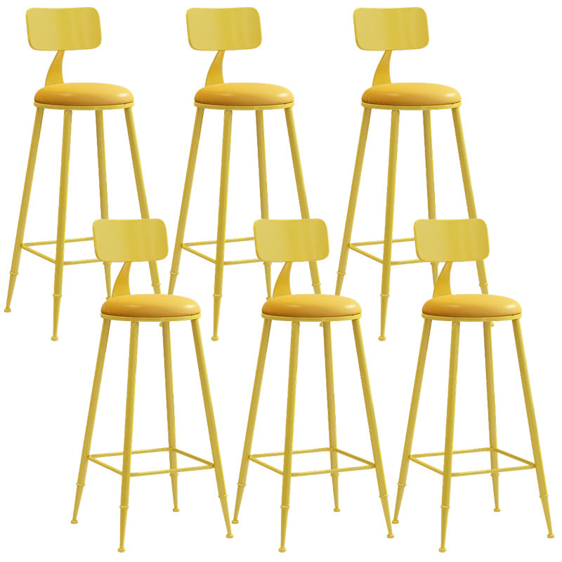 Industrial Dessert Shop Low Back Stool Matte Finish Upholstered Bar Stools Yellow 6 Piece Set Bar Stool(30"H) Clearhalo 'Bar Furniture' 'Bar Stools' 'bar_stools' 'furn' 'furn_bar_stools' 'Furniture' 'furniture_bar_stools' 'Kitchen & Dining Furniture' 5032265